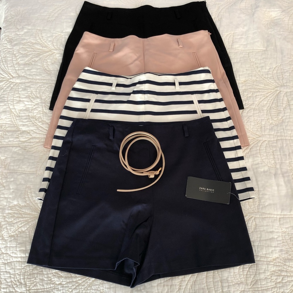 [ZARA Basic] Lot 4 shorts Nvy, Blk, Blush, Str M